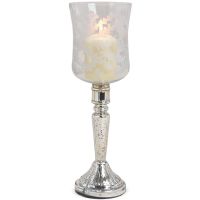 Kerzenhalter Windlichter aus Glas silber-antik für Stumpenkerzen – in 2 Größen