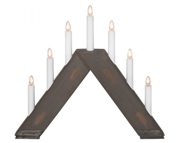 Weihnachtsleuchter Kerzenleuchter Holz 7-flammig rustikal / antik grau weiß