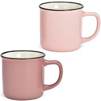 Tasse Kaffeetasse Emailoptik einfarbig pink rosa Porzellan 1 Stk B-WARE 12x8 cm