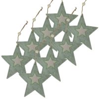 Weihnachtsanhänger 8er Sterne grün Fensterdeko Weihnachten