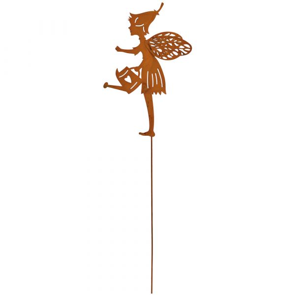Dekostecker Elfe mit Gießkanne Metall Gartenstecker Rostoptik 1 Stk 12x48 cm