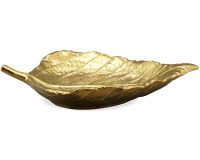 Dekoschale Birkenblatt Schale Blattmuster Wohndeko Blatt gold 16,4x11,8x2,7 cm