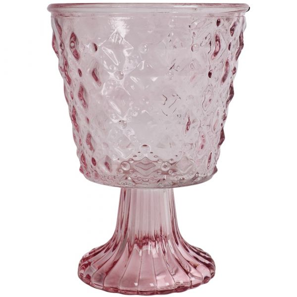 Glaspokal Glasvase Glas konisch geometrisches Muster 1 Stk Ø 11,4x15,5 cm rosa