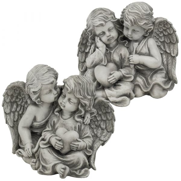 Engelpaar mit Herz Dekofiguren Engelsfiguren mit Pfeil ODER Bogen 1 Stk 23,5 cm