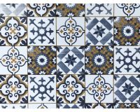 Läufer SOFT VINTAGE Bodenbelag Kachel Muster Polyester blau beige 1 Stk 65x100 cm