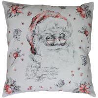 Kissenhülle ELINOR Weihnachtsmann & Schriftzug Kissenbezug Baumwolle bunt 40x40 cm