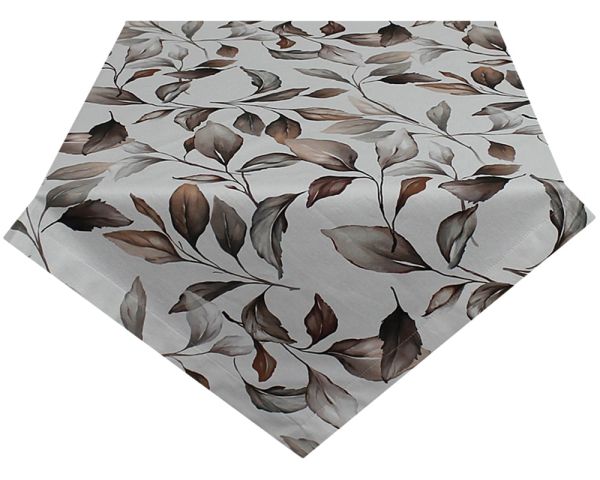 Tischdecke AGATHE Blätter bestickt Mitteldecke braun Baumwolle 85x85 cm