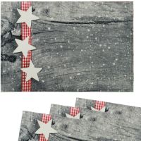 Tischsets Stoff CLOTH waschbar Sterne Stoffband Holz Weihnachten 4er Set