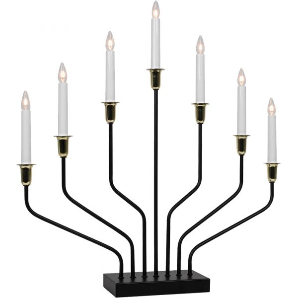 Weihnachtsleuchter Kerzenleuchter 7-flammig Metall schwarz weiß Schalter 53x54 cm