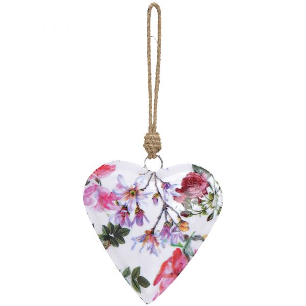 Herz Dekohänger mit Blumendekor Herzform Fensterdeko mit Kordel bunt 1 Stk 16 cm