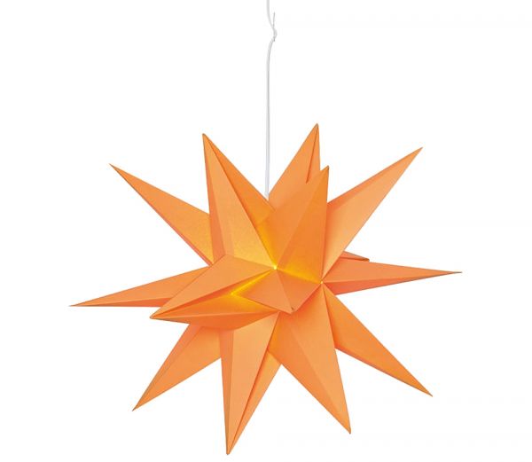 Weihnachtsstern 3D-Stern Papier orange zum Aufhängen Zuleitung Schalter Ø 50 cm