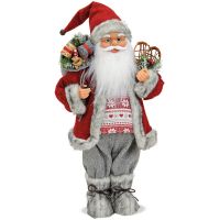 Weihnachtsmann Santa Sack Schneeschuhe grau Standfigur Weihnachten 1 Stk 24x46 cm