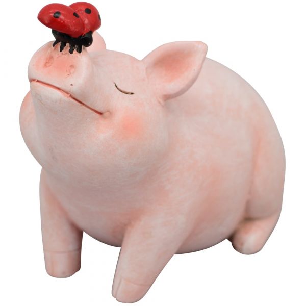 Glücksschwein Marienkäfer Schwein Deko Figur Polyresin bunt 11 cm