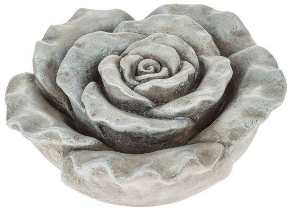 Rose Dekorose Grabschmuck Grabdeko Gartendeko grau Polyresin 1 Stk Ø 9x4,5 cm