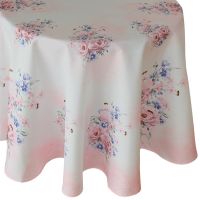 Tischdecke Tischtuch Blüten Pastellfarben rosa bunt bedruckt 1 Stk rund Ø 170 cm