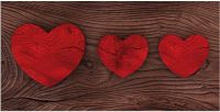 Teppichläufer Küchenläufer Teppich Herzen Holz rot braun waschbar - in 60x120 cm