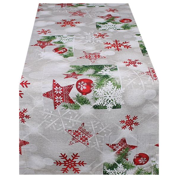 Tischläufer JESSICA Weihnachtssterne Mitteldecke bunt Baumwolle Poly 40x100 cm