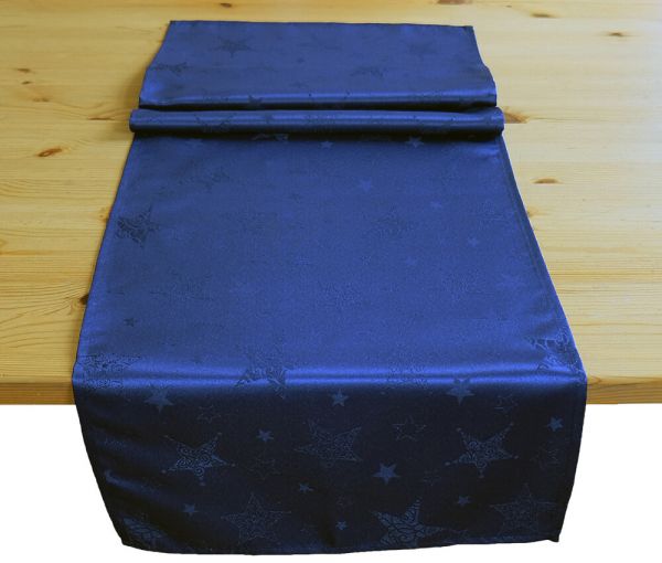 Tischläufer Mitteldecke Webware Sterne blau Tischwäsche 1 Stk 40x140 cm
