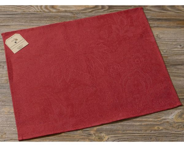 Tischset Platzset Textil EDDA floralem Webmuster einfarbig rot 47x35 cm Landhaus 1 Stk