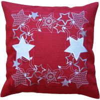 Kissenbezug Kissenhülle Sternen Banner Weihnachten Stick 40x40 cm 1 Stk rot
