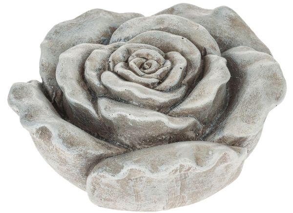 Rose Dekorose Grabschmuck Grabdeko Gartendeko grau Polyresin 1 Stk Ø 13,5x6,5 cm