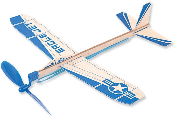 Flugzeug Gummimotor Flieger 29 cm Bausatz Kinder Werkset Bastelset ab 8 Jahren 