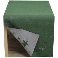 Tischläufer ALESSIA Sterne gestanzt zweiseitig grün grau Polyester 40x100 cm