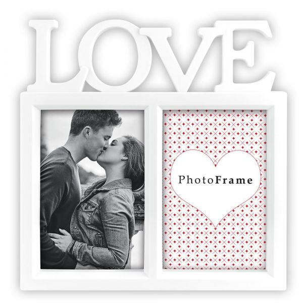 Wechselrahmen 3D Schriftzug LOVE für 2 Bilder Kunststoff 1 Stk 10x15 cm weiß