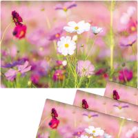 Tischsets Platzsets MOTIV abwaschbar Frühling Blumen pink weiß Blumenwiese 4er