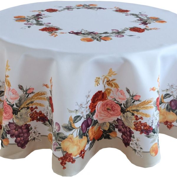 Tischtuch Tischdecke herbstliche Rosen Druck bunt Tischwäsche Ø 150 cm
