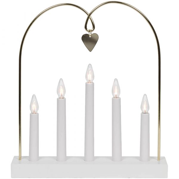 Weihnachtsleuchter Kerzenleuchter 5-flammig Holz Kunststoff weiß 1 Stk 30x38