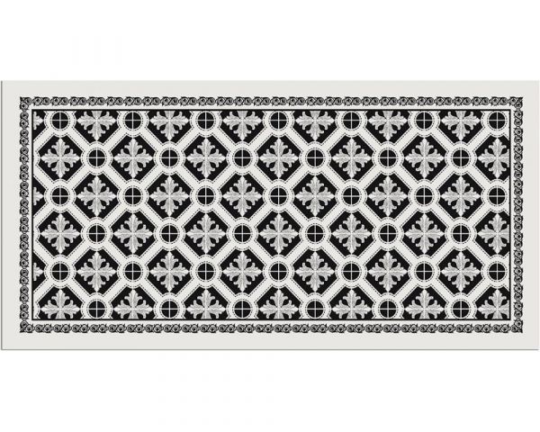 Teppichläufer Küchenläufer Teppich Kacheln Retro schwarz weiß waschbar 60x120 cm