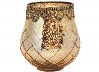 Teelichtglas orientalisch Windlicht gold antik Glas & Metall – in 3 Größen
