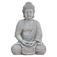 Buddha Figur Deko Buddha Statue Garten Dekofigur grau 30 cm
