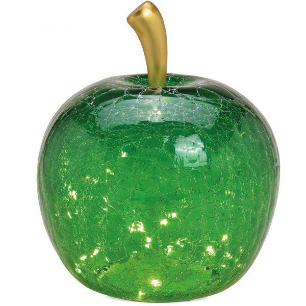 Glas Apfel & LED Beleuchtung Timer Dekoapfel Obst grün 1 Stk Ø 30 cm