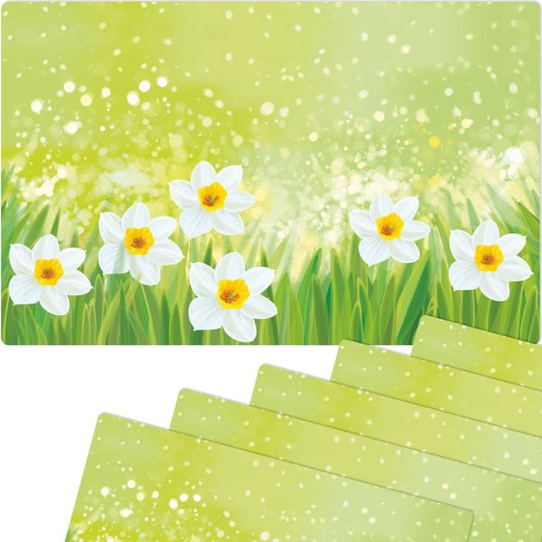 Tischsets Platzsets MOTIV abwaschbar Ostern Osterglocken Blumen weiß grün 6er