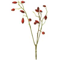 Kunstpflanze Hagebutte Kunstzweig Dekozweige Dekoblume Bastelmaterial rot 46 cm