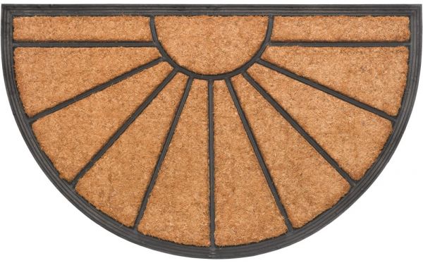 Fußmatte Kokos In- & Outdoor Gummi halbrund Struktur Sonne & Strahlen 45x75 cm