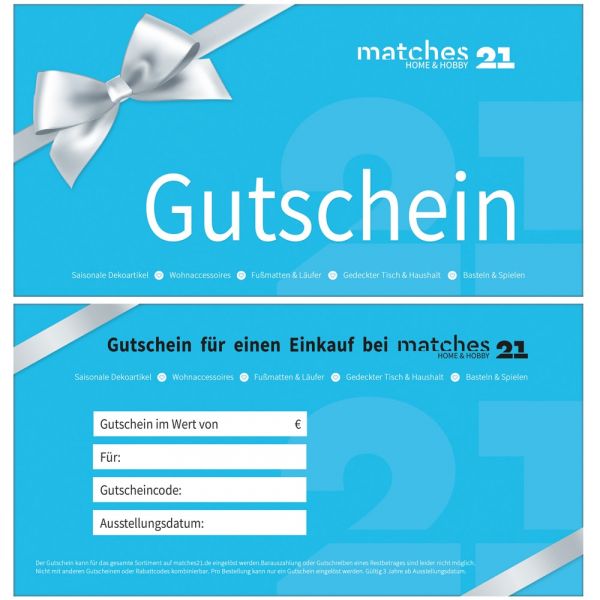 Geschenkgutschein matches21 - Design - Betrag auswählbar - kostenloser Versand
