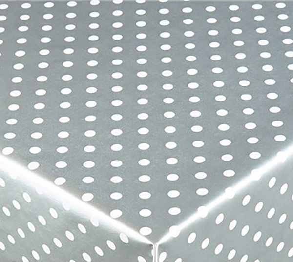 Tischdecke In- Outdoor Tischtuch Punkte Vlies grau weiß Ø 140 cm