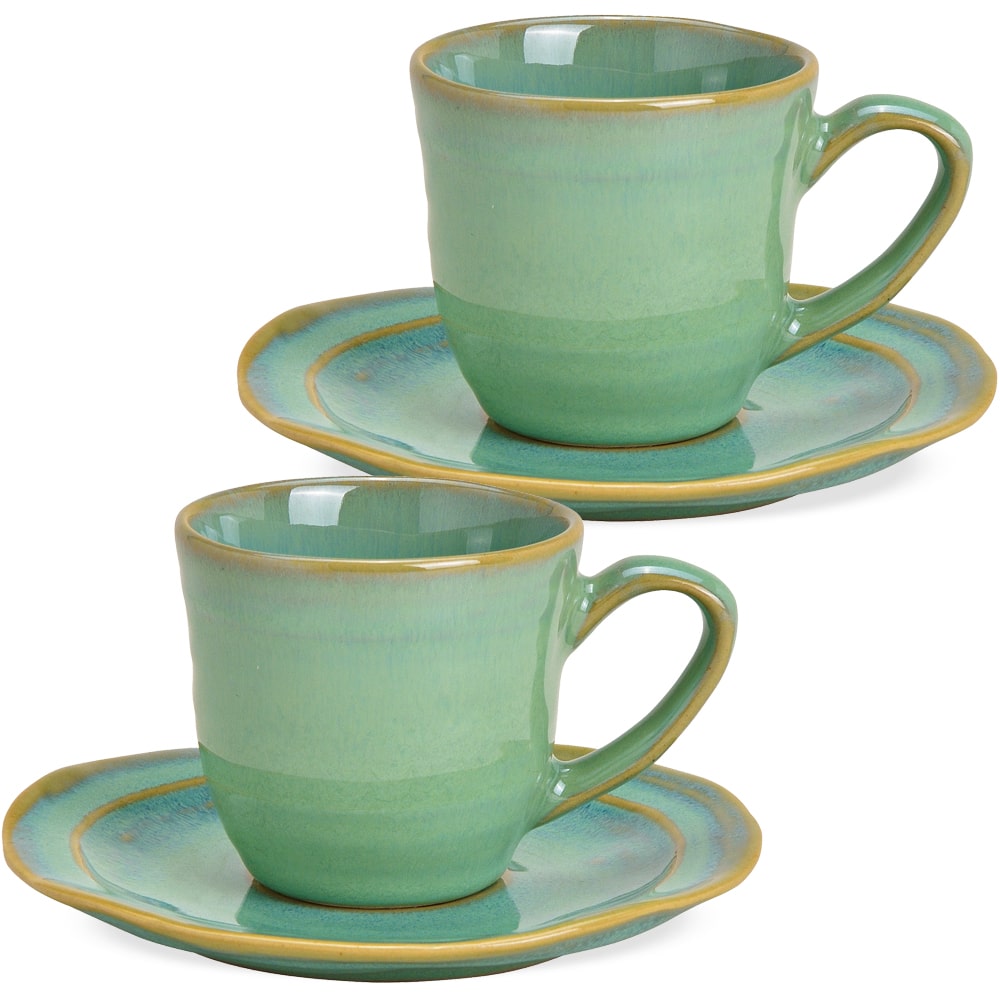 Espressotassen & Teller Keramikgeschirr Tassen & Teller grün 2er 12x7 cm  kaufen