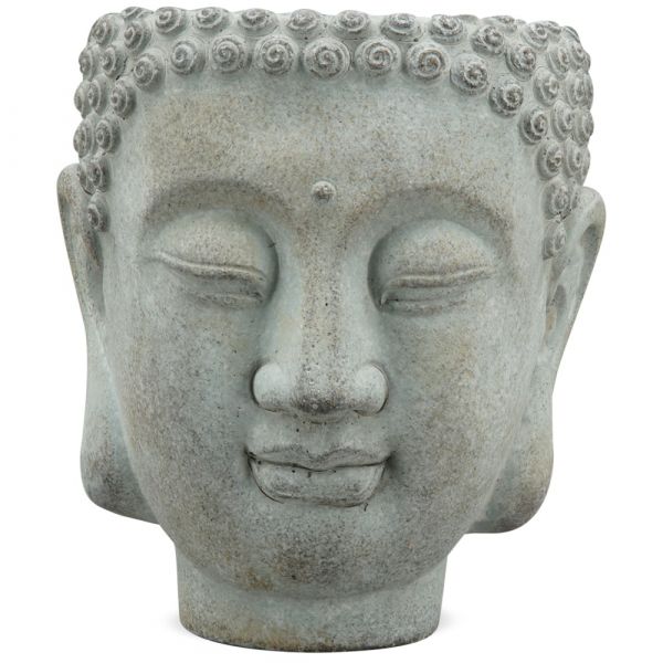 Buddhakopf Buddha Zementkopf Gartendeko Pflanzkopf grau 1 Stk 12,5x11x13,5 cm
