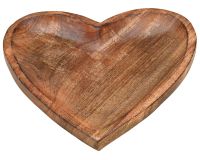 Dekoteller Herz Teller Herzform Dekotablett Tablett Mangoholz Holz braun 26 cm