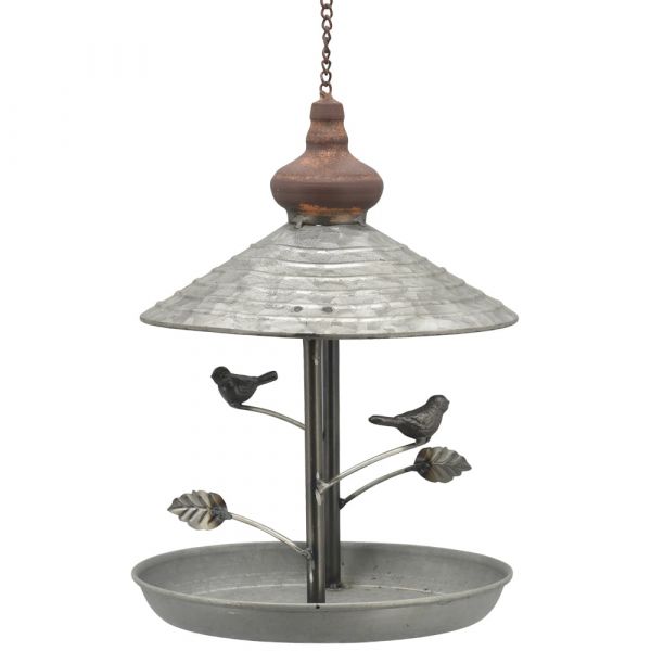 Futterstelle Futterplatz mit Vogelfiguren zum Hängen Metall grau 1 Stk Ø 22x30 cm