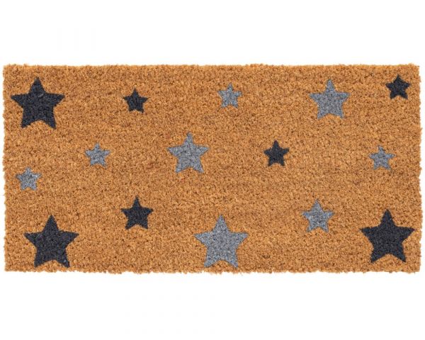 Fußmatte Kokosmatte INDOOR bedruckt mit Motiv bunte Sterne - 1 Stk 25x50 cm