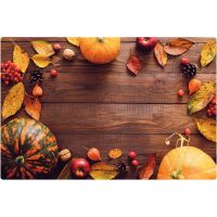 Tischset Platzset MOTIV abwaschbar Herbstfrüchte Kürbisse Holz braun orange 1 Stk
