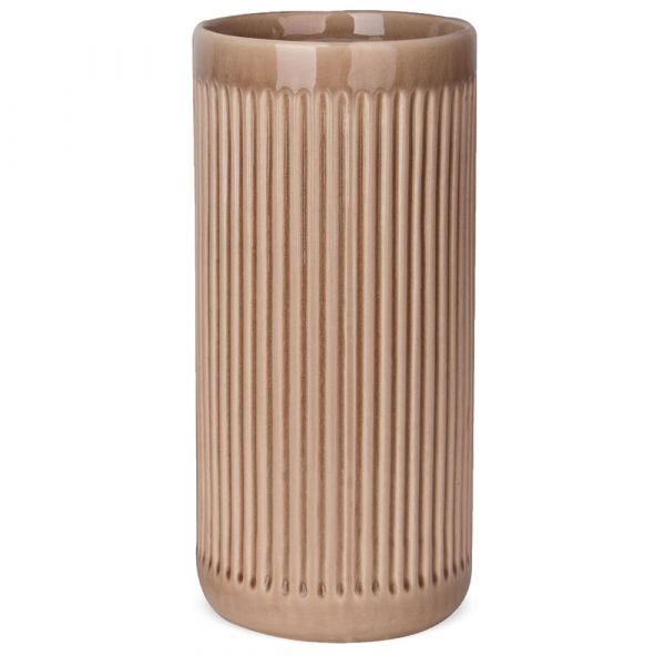 Vase mit Rillenstruktur Dekovase Pflanzgefäß Keramik creme 1 Stk Ø 13,5x20 cm