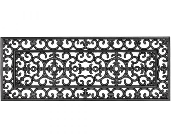 Fußmatte Gummi OUTDOOR Gusseisenoptik mit Ornamenten schwarz - 1 Stk 45x120 cm