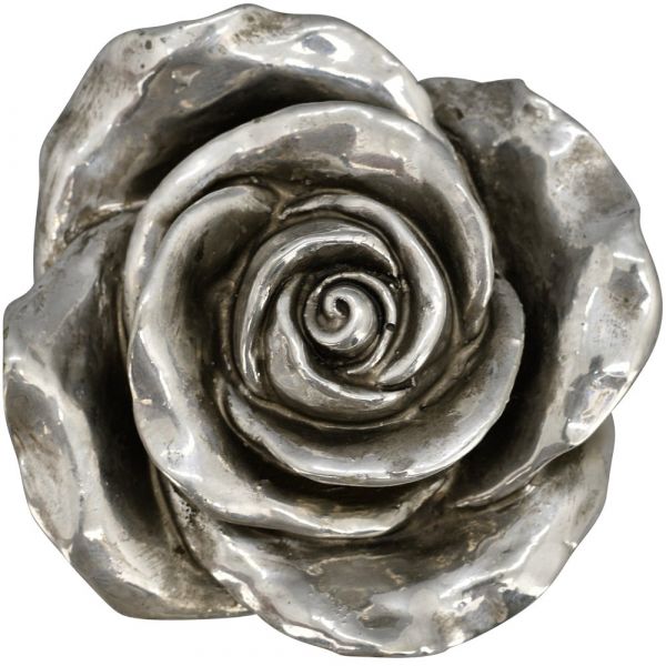 Rose silber Dekorose Polyresin Gartendeko Figur Vintage Shabby 1 Stk Ø 19,5x10 cm