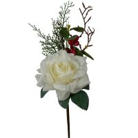 Rosenbouquet Rose Kunstblumen gebunden Kunststoff Ø 10 cm 1 Stk cremeweiß weiß